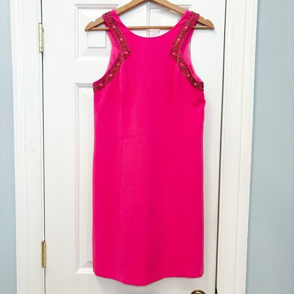 Lilly Pulitzer Hot Pink Beaded Sleeveless Shift Dress